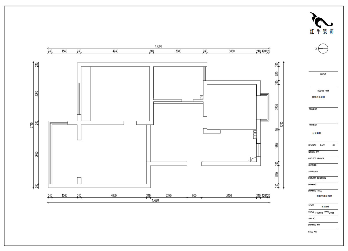 朱明琪｜时光澔韵3-2-902-90㎡-现代中古风｜2室2厅1卫｜老房装修｜定制家｜全包13万｜00_01原始结构图